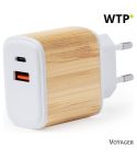 Bambus- und Weizenstroh-USB-Schnellwandladegerät, Weiß, V2011-02