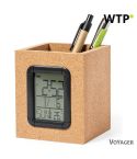Korkstifthalter mit multifunktionaler Uhr, braun, V0258-16