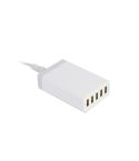 USB hub plastic charger for 5 devices, white, E14493