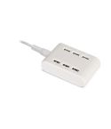 USB hub plastic charger for 6 devices, white, E14494