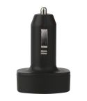 Double USB car charger in plastic and metal, E14510