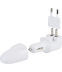 Power adapter in plastic and metal, white, E14517