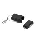 USB car charger in plastic and metal, black, E14547