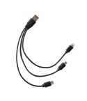 3-in-1 Kunststoff-Ladekabel, Schwarz, E14573