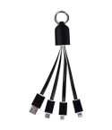 3-in-1 Ladekabel aus Kunststoff und Metall, Schwarz, E14577
