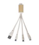 3-in-1 Ladekabel aus Weizenstroh+TPE und Bambus, natürlich, E14584