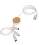 Cavo di ricarica 3 in 1 in paglia di grano + ABS, RPET e sughero, naturale, E14590