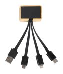 3 In 1 Bambus- und Kunststoff-Ladekabel, Schwarz, E14591