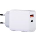 Caricatore rapido in plastica 2 in 1 USB 20W, bianco, E14593