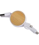 3-in-1 Ladekabel aus Weizenstroh + ABS und Bambus, natürlich, E14595