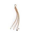 3-in-1 Ladekabel aus Kork, Weizenstroh + PVC, E14598