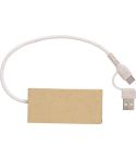USB hub Paulo | Reciklirani | 4 priključka, smeđa, 976588-011999999