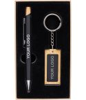 Gift set Zaid | Recycled | Ballpen and key chain, black, 1274012-001999999