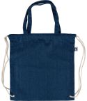 Borsa con cordoncino in denim riciclato Dex, blu, 1349541-005999999