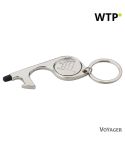 Keyring, anti-contact holder for door opening, touch pen and shopping cart coin, silver, V6909-32