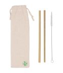 Set di cannucce ecologiche in bambù, metallo e cotone, naturale, L19031
