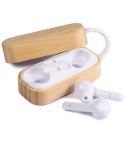 TWS Bluetooth earbuds in bamboo and plastic, natural, M20048