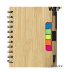 Memo holder, notebook, ball pen, sticky notes, brown, V0092-16