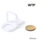 Supporto per telefono, supporto per smartphone, carrello della spesa in bambù con moneta., bianco, V1111-02