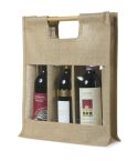 Jute bag for 3 bottles, natural, Q24853