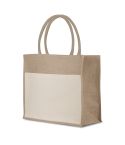 Shopping bag in jute and cotton with gusset, natural, Q24863