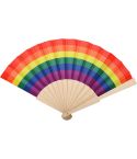 Regenbogenfaltfächer aus Holz und RPET, verschiedene Farben, S26038