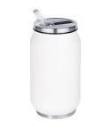260 Ml vacuum double wall thermic steel can-shaped water-bottle, white, S26279