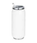 Borraccia a forma di lattina 400 ml a parete doppia, bianco, S26280