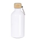 Bottiglia bianca da 500ML per sublimazione in acciaio e bamboo, bianco, S26283