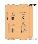 Sagan 4-in-1 kabel rTPR z osvetljenim logotipom in obešalno zanko, črna, ACB005-103