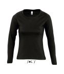 SOLS MAJESTIC - Maglia donna maniche lunghe girocollo, Nero profondo, EGSO11425DBL-L