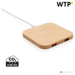 Bambusni 5W brezžični polnilec z USB, rjava, XDP308.149