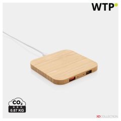 Bamboo 10W brezžični polnilec z USB, rjava, XDP308.379