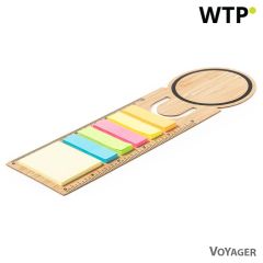 Bambusov nosilec za zapiske, samolepilni listki, kazalo, ravnilo, zvezek, bež, V0267-18