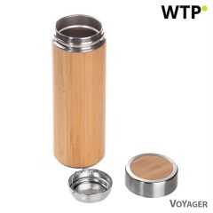 Bamboo thermos 350 ml with sieve stopping dregs | Christian, brown, V0844-17