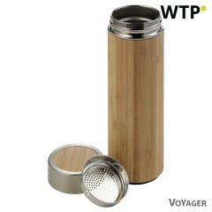 Bamboo thermos 420 ml with sieve stopping dregs, beige, V0772-18