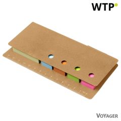 Držalo za zapiske, ravnilo, samolepilni listki, kemični svinčnik, rjava, V2898-16