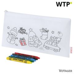 Astuccio per colorare, motivo natalizio, pastelli, bianco, VA238-02