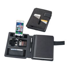 A5 Folder with 4,000 mAh Built-in Power Bank Leno, Black, EG048603