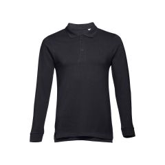 THC BERN II, polo a manica lunga da uomo in piqué 100% cotone con etichetta removibile, 11171