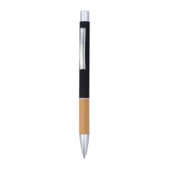 Aluminijska klik olovka s bambusnim držalom, crno, MA1264303