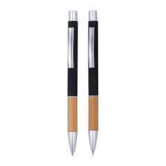 Aluminium writing set with pen and pencil, Black, MA1264403