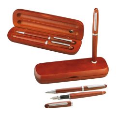 Rossholz-Stiftset in stilvoller Hülle, braun, MA1401601