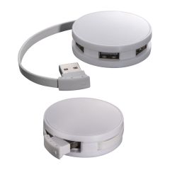 Zaobljen USB razdelilec s 4 priključki, bela, MA2065906
