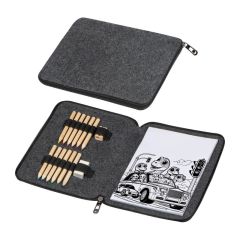 Colouring set in felt case, Dark Grey, MA2437877