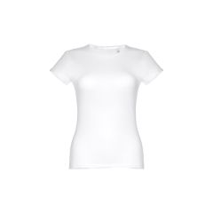 THC SOFIA WH, T-shirt da donna aderente a manica corta in cotone, bianco, 30105