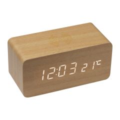 Desk clock with wireless charger, Beige, MA3151513