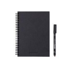 STARTER KIT INFINITEBOOK A5 PLANNER TEXTURE, kit composto da "Infinitebook" con copertina rigida, 1 kit di pulizia, 1 evidenziatore e 1 supporto per penna a sfera, nero, 33210-103