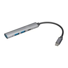 USB hub od recikliranog aluminija, siva, MA3385307