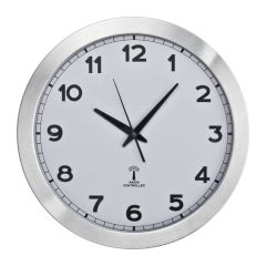 Runde Metallmedien-Uhr, Weiß, MA4327506